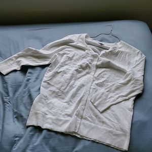 White 3/4 Sleeve Button Up Cardigan